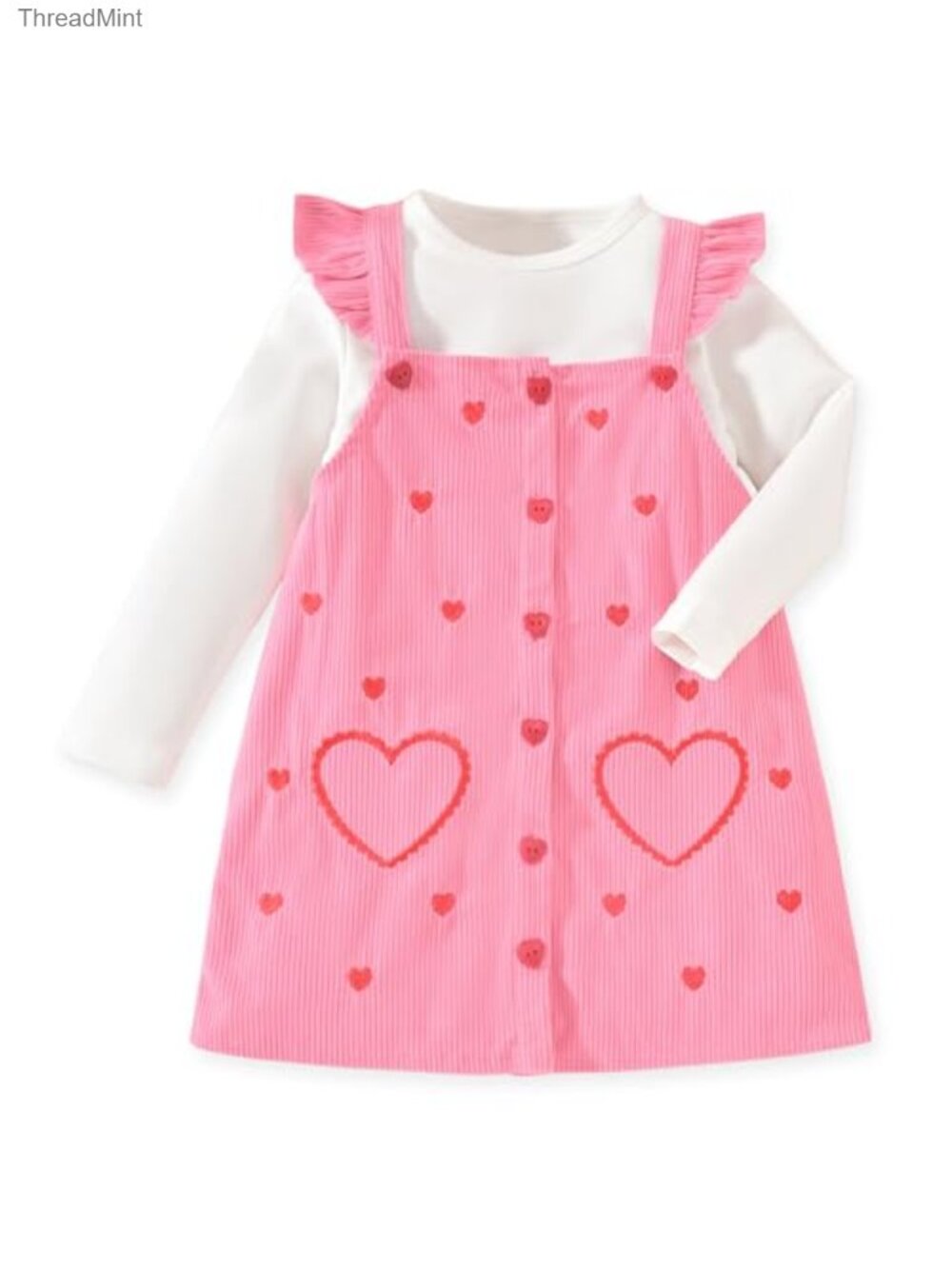 Toddler Girl Embroidered Jumper Dress Set Long Sleeve Top Cotton Polyester